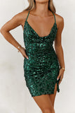 Fiercely Desire Sequin Mini Dress Forest Green