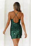 Fiercely Desire Sequin Mini Dress Forest Green