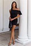 Love Desires Off Shoulder Mini Dress Black