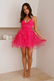 Into The Glam Tulle Mini Dress Hot Pink