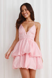 Lively Atmosphere Bubble Mini Dress Pink