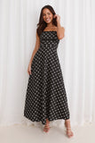 Vintage Vibes Polka Dot Maxi Dress Black