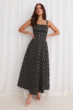 Vintage Vibes Polka Dot Maxi Dress Black