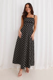 Vintage Vibes Polka Dot Maxi Dress Black