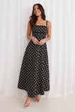 Vintage Vibes Polka Dot Maxi Dress Black