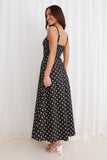 Vintage Vibes Polka Dot Maxi Dress Black