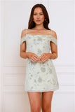 Match Magic Off Shoulder Mini Dress Sage