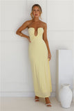 Temperature Rising Strapless Maxi Dress Yellow