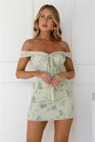 Important Party Off Shoulder Mini Dress Sage